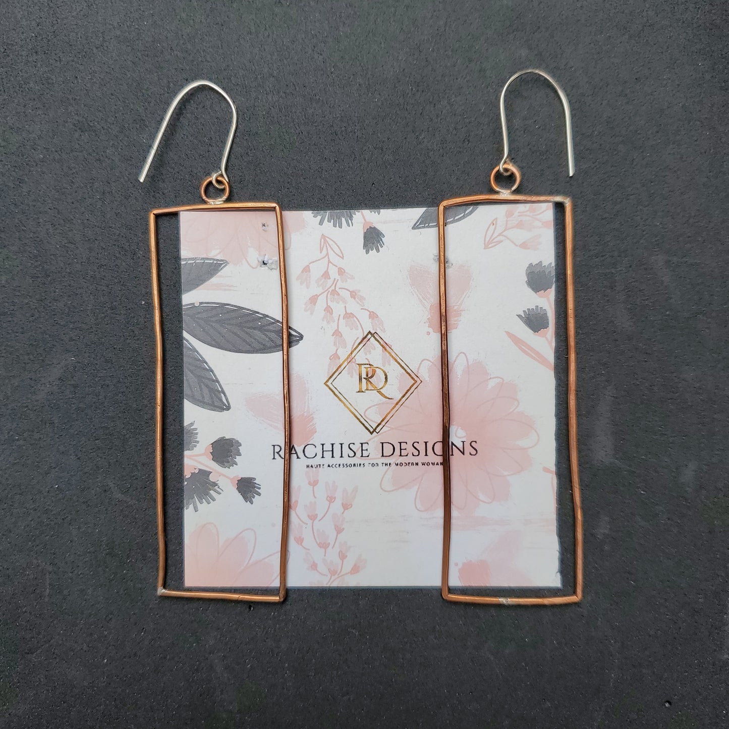 Copper Rectangle Dangle Earrings