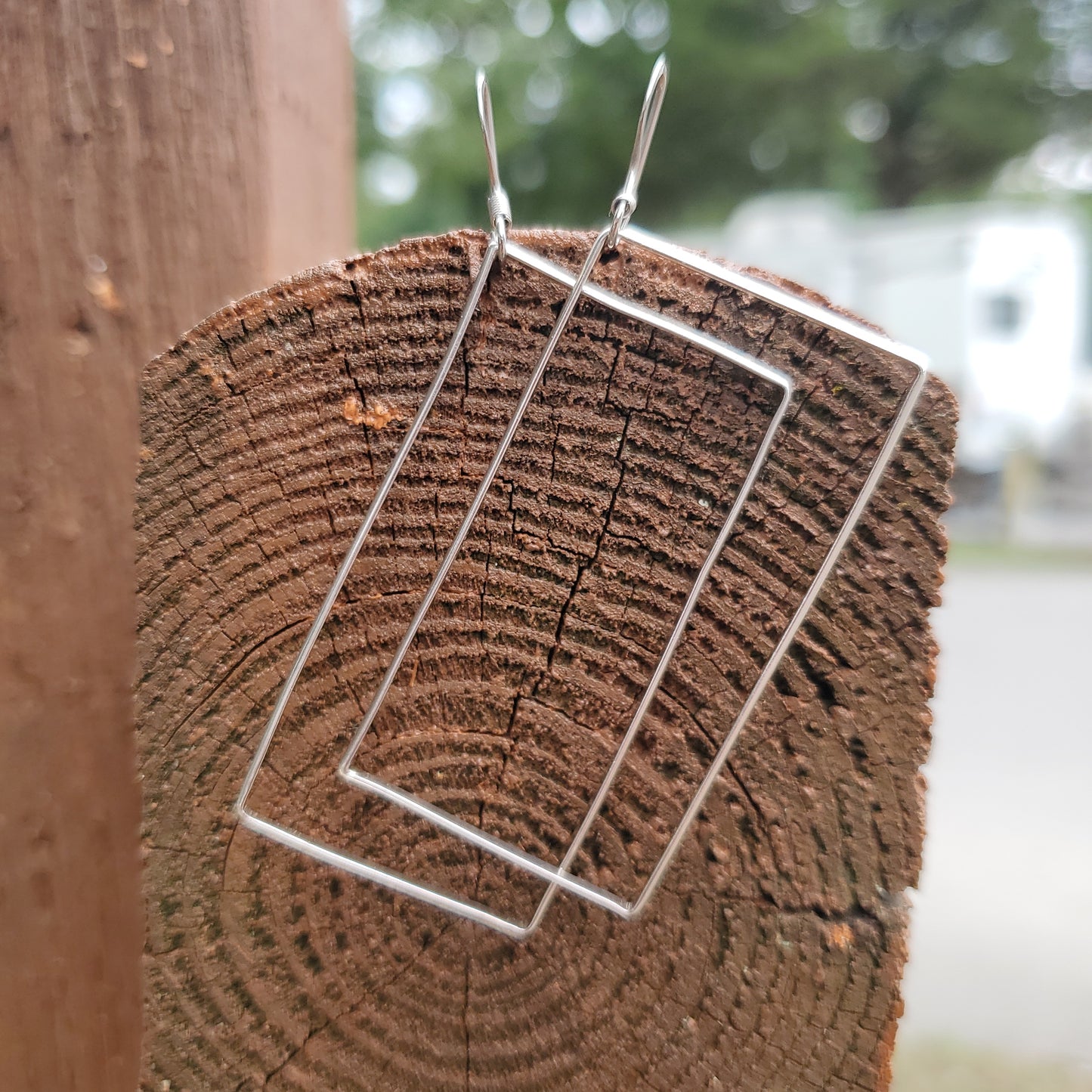 Sterling Silver Rectangle dangle earrings
