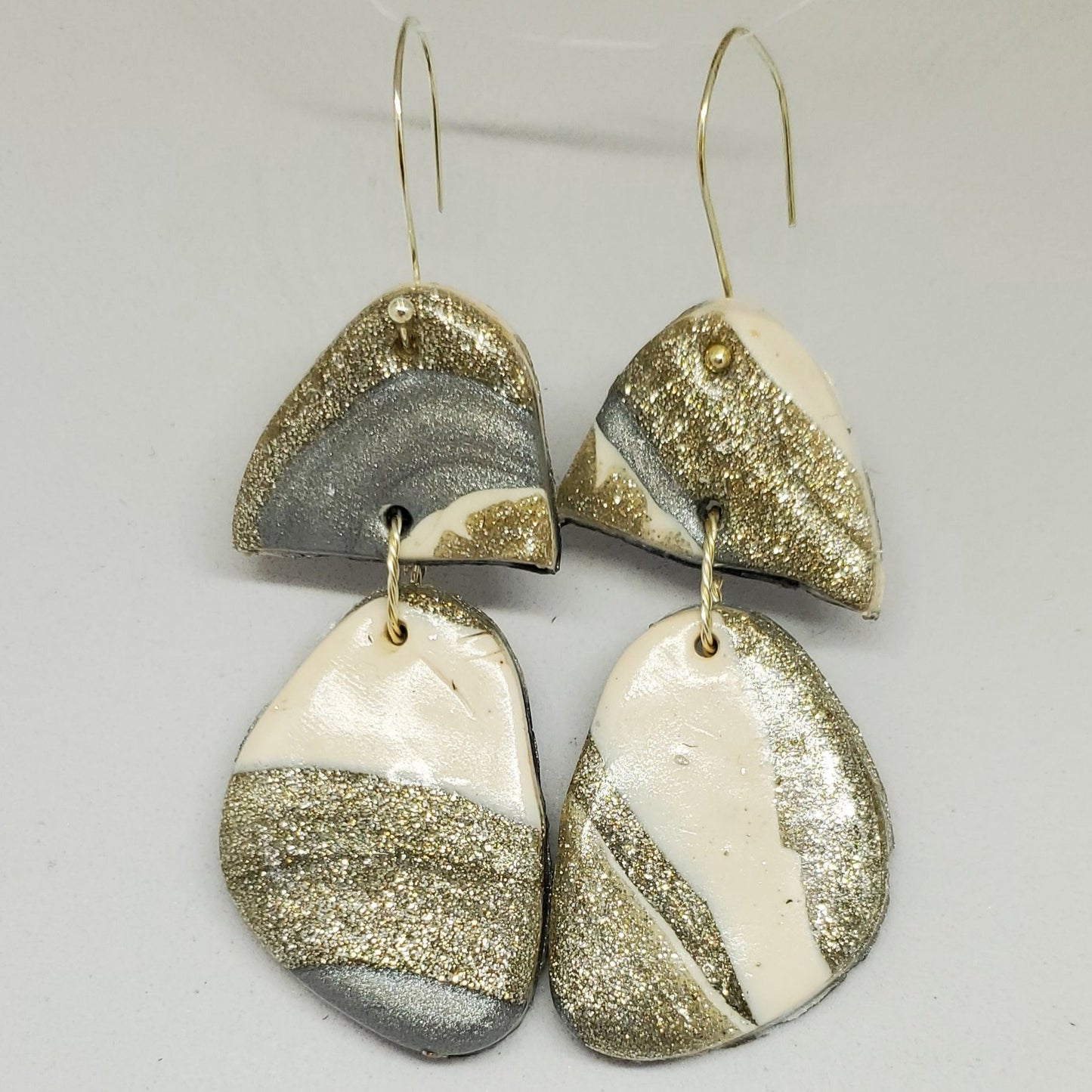 Silver and Cream Polymer Earrings