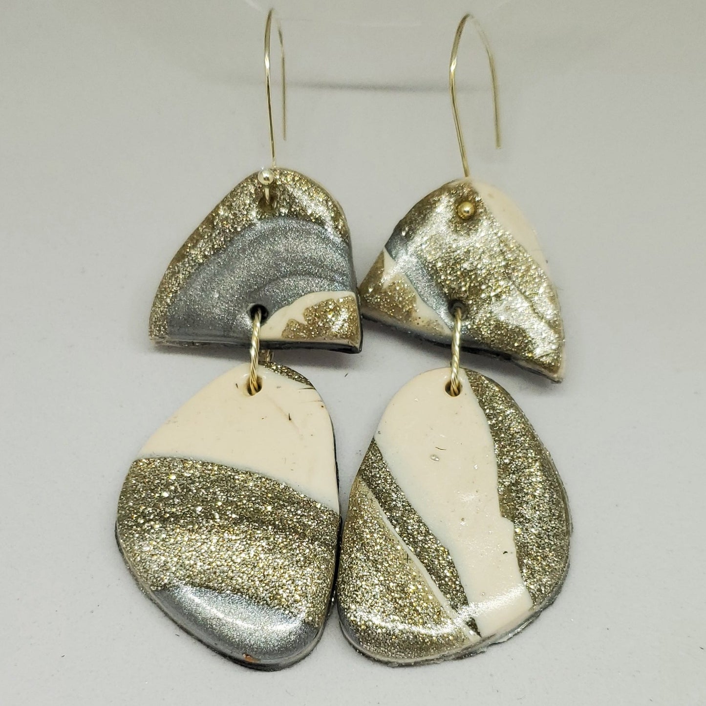 Silver and Cream Polymer Earrings