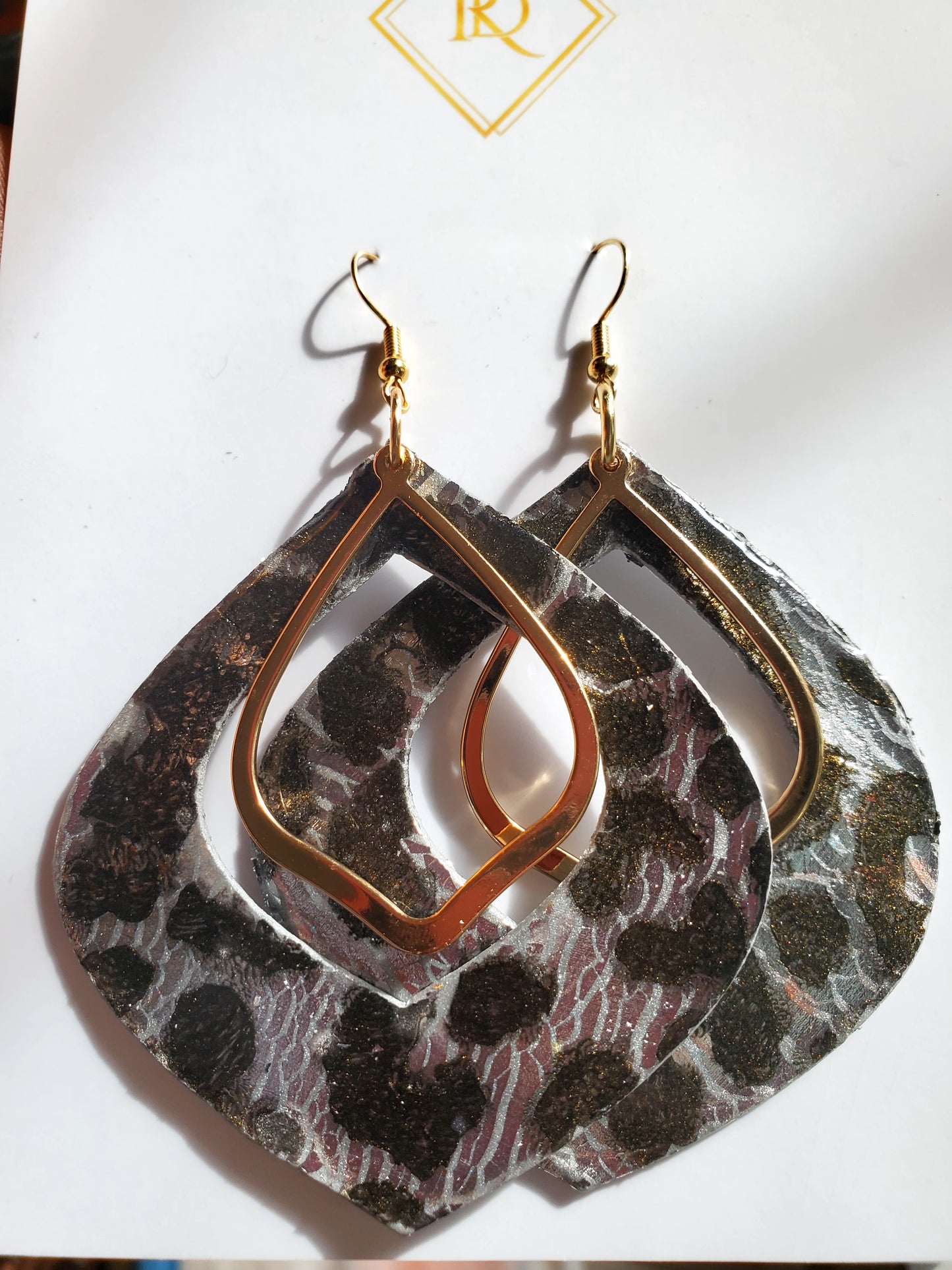 Leopard Print and Brass Earrings