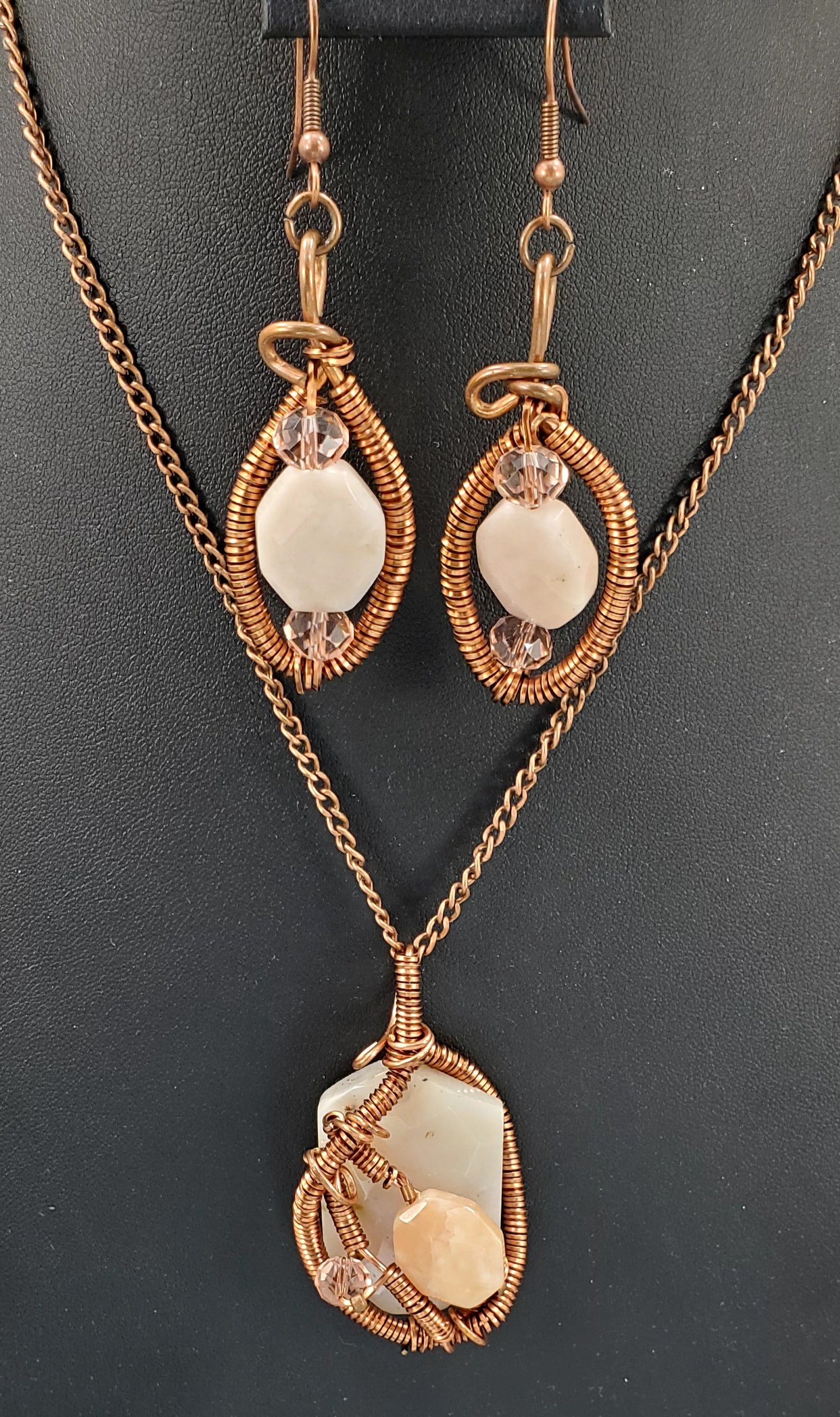 Rose Quartz Necklace and Earring Set