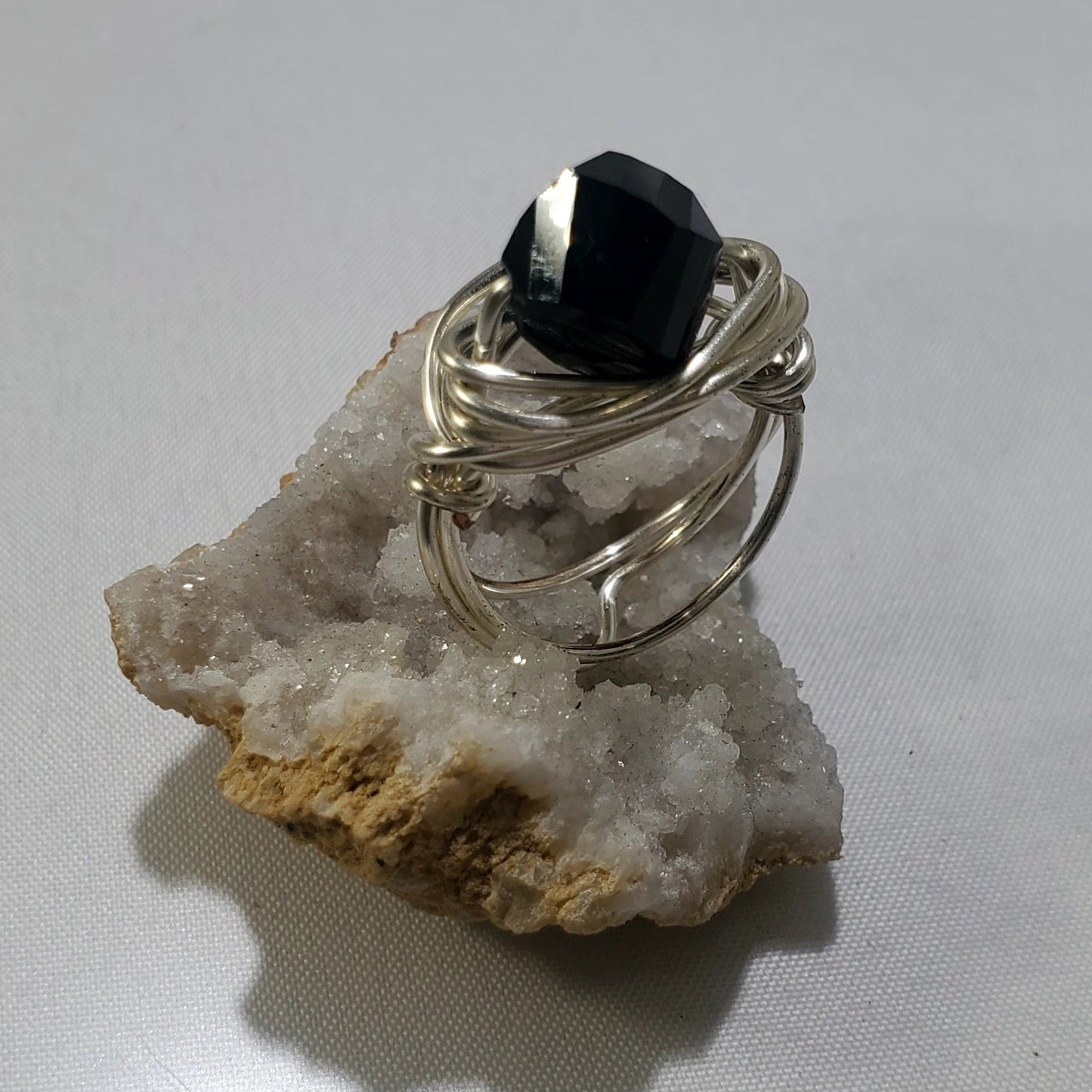 Onyx Silver Wire Wrapped Ring