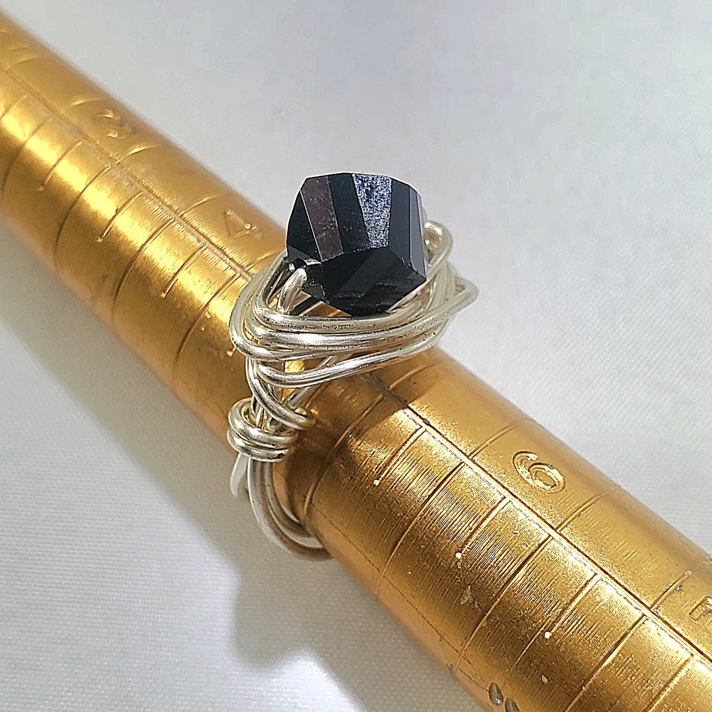 Onyx Silver Wire Wrapped Ring