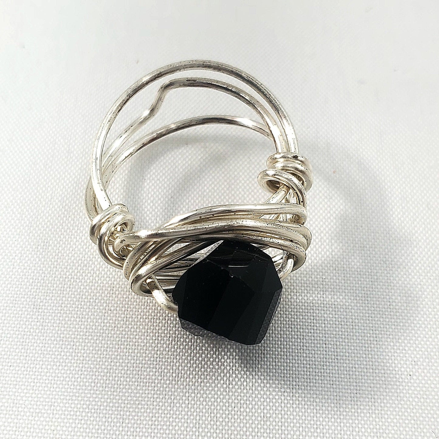 Onyx Silver Wire Wrapped Ring