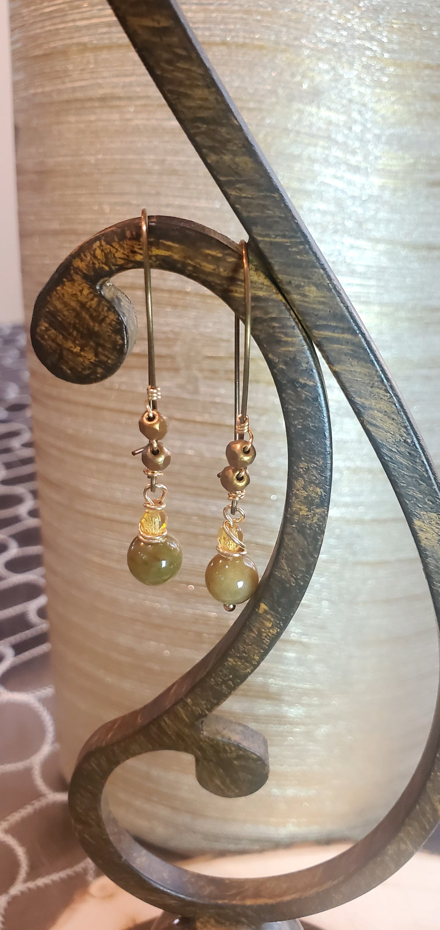 Jade Stone Drop Earrings