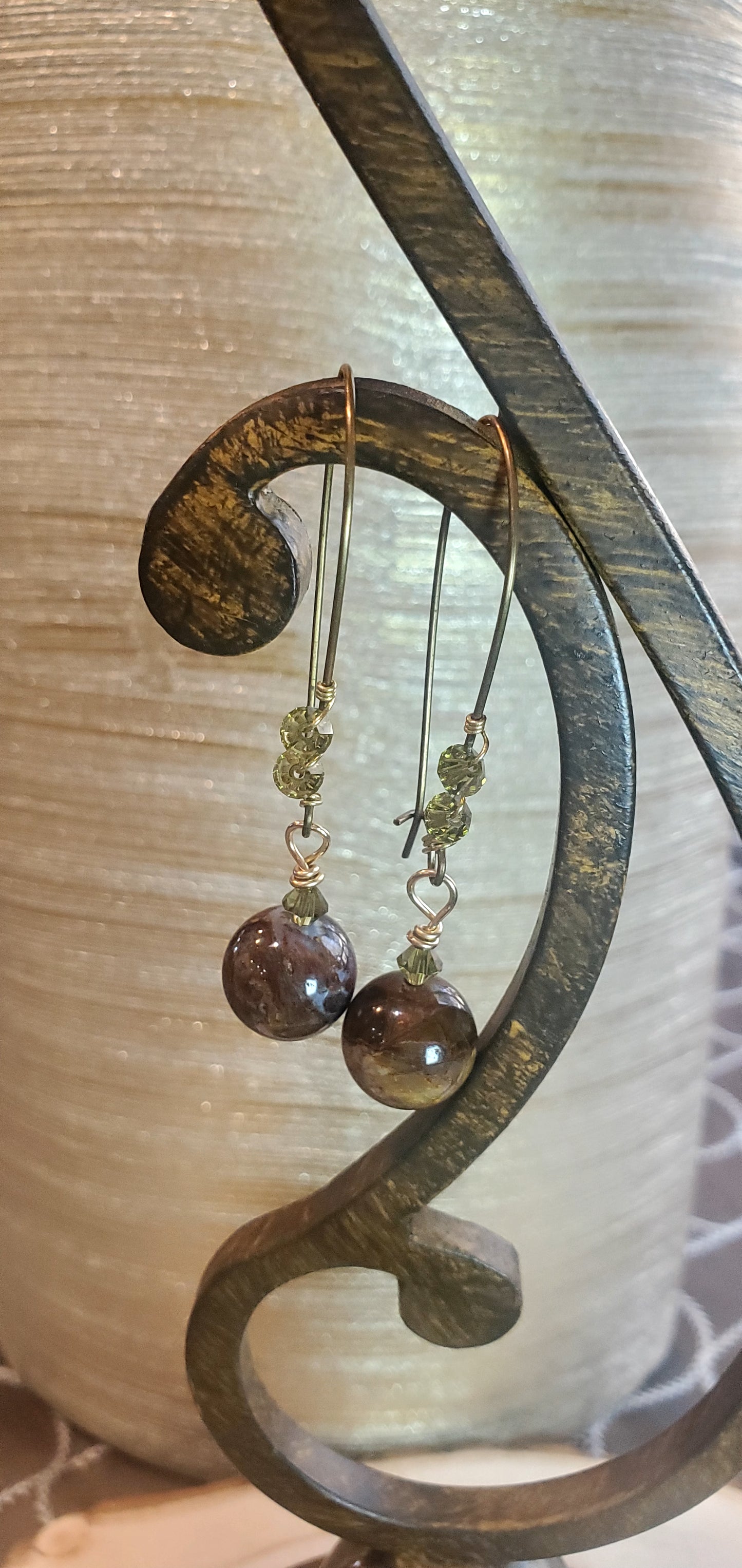 Bronzite Stone Drop Earrings