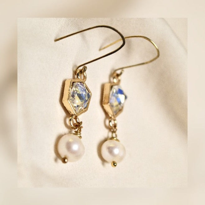 Drop Pearl & Gold Earrings