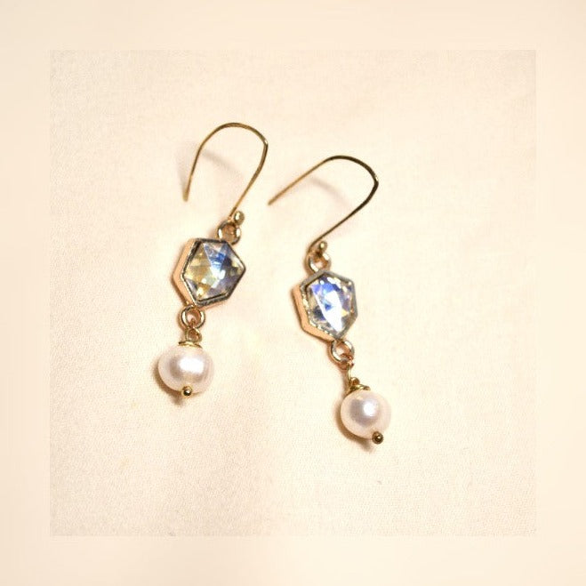 Drop Pearl & Gold Earrings