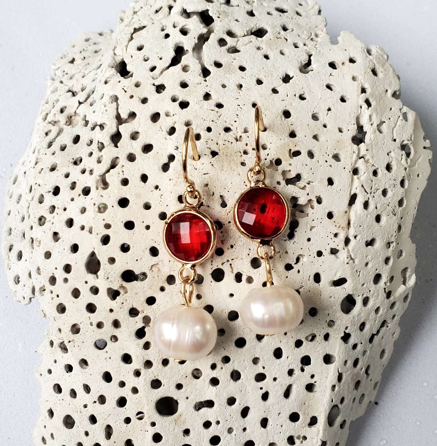 Austrian Crystal and Baroque Pearl Drop Earrings