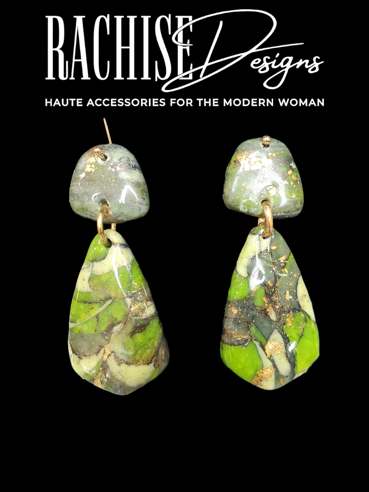 Multi Green and Silver Drop Earrings