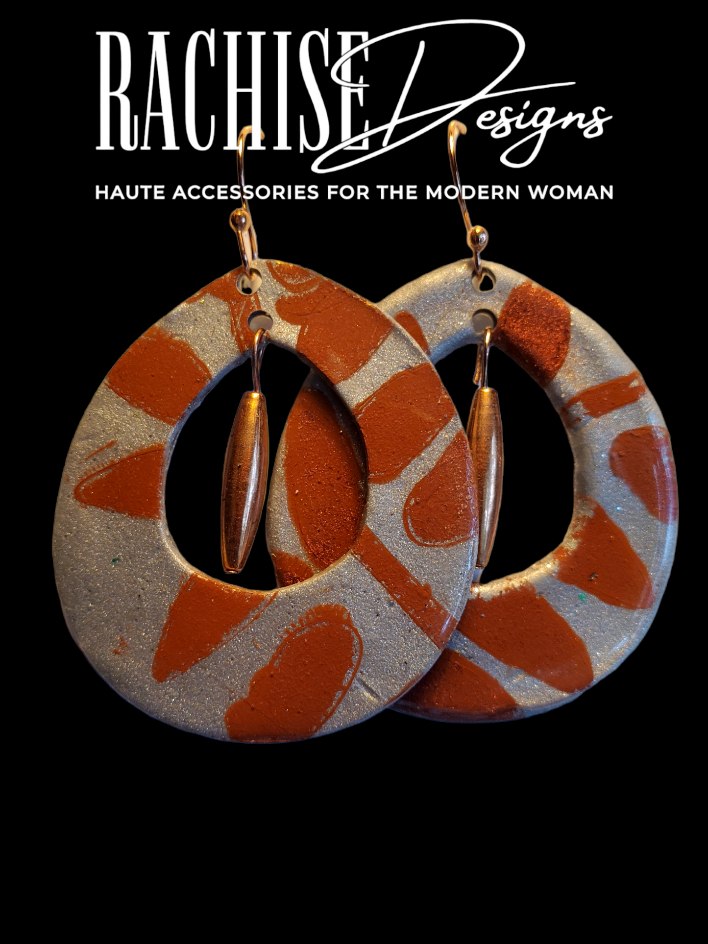 Terracotta and Grey Drop Earrings
