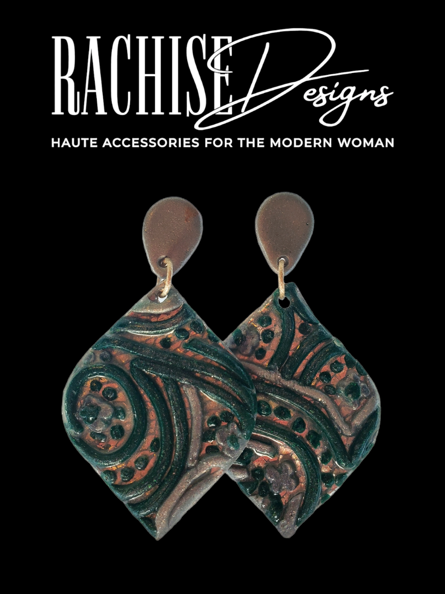 Dark Green and Silver Earrings