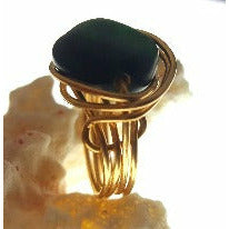 May Birthstone Emerald Wire Wrapped Ring