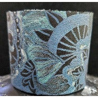 Blue Hand Painted Leather Bracelet
