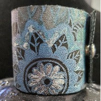 Blue Hand Painted Leather Bracelet