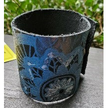 Blue Hand Painted Leather Bracelet