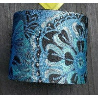 Blue Hand Painted Leather Bracelet