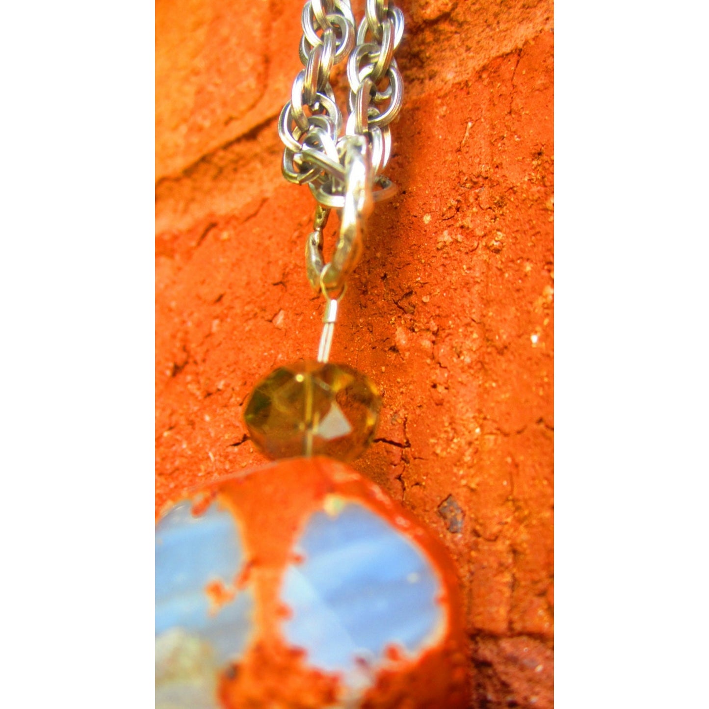 Polished and Rough Orange Agate Charm Necklace