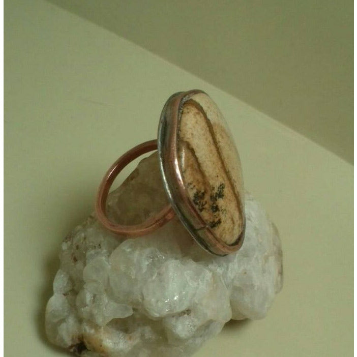 Picture Jasper Cabochon Copper Ring
