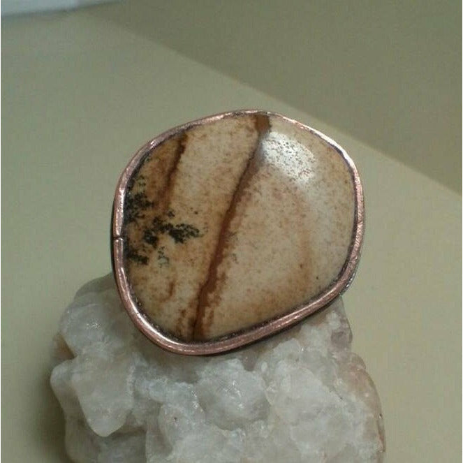 Picture Jasper Cabochon Copper Ring