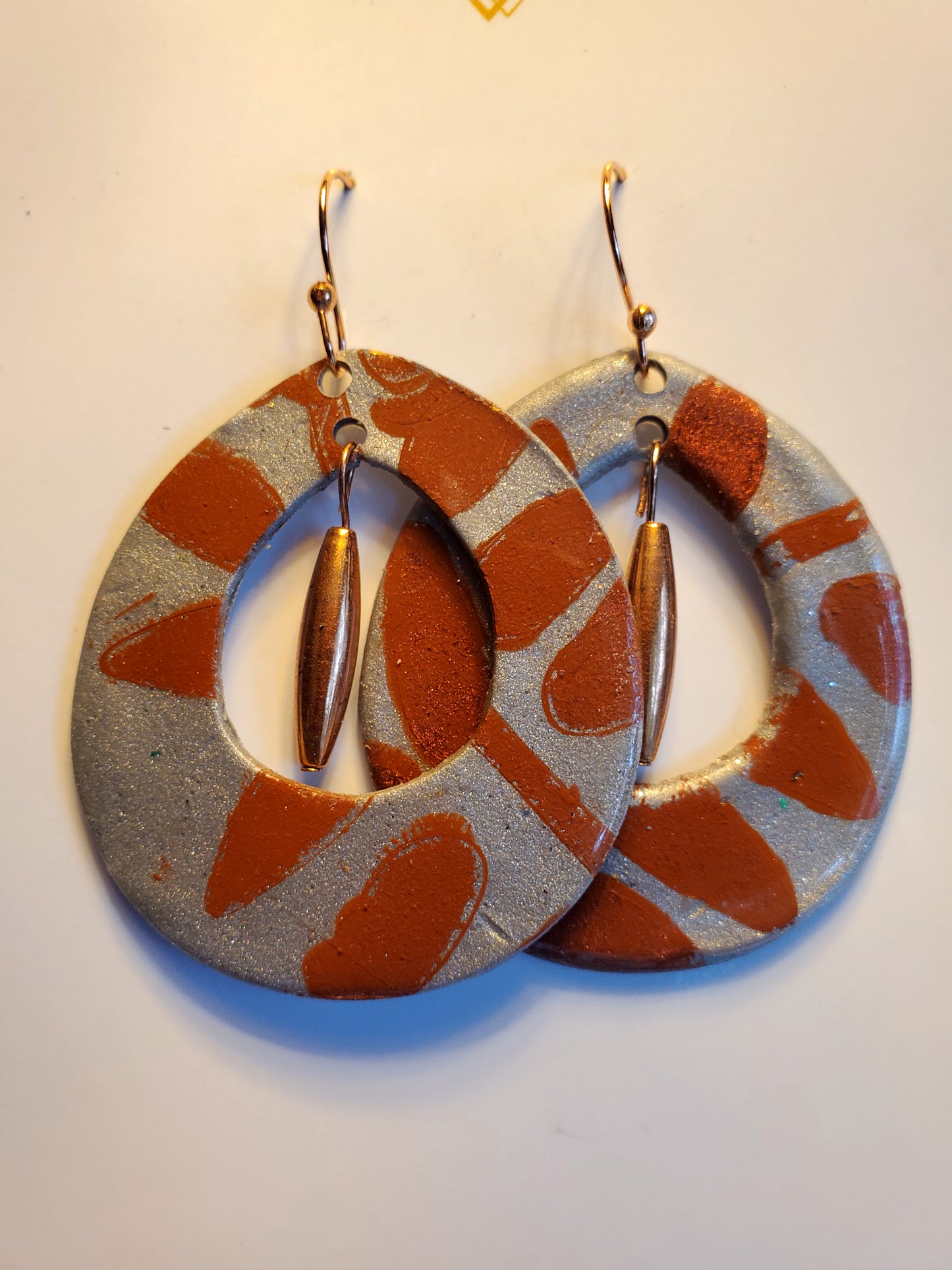 Terracotta and Grey Drop Earrings