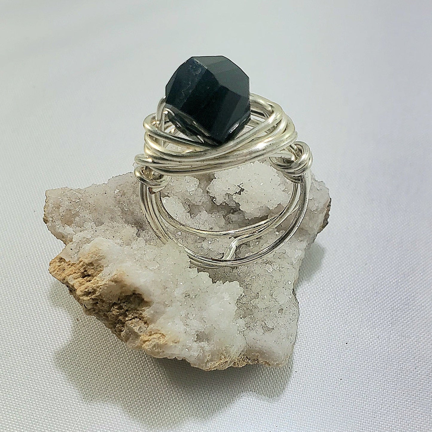 Onyx Silver Wire Wrapped Ring